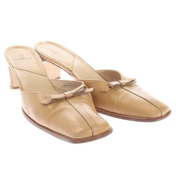 Aigner Hohe Pantoletten EUR 39,5 Hellbraun - Braun - - Pre-Loved Designer Fashion - Aigner Second Hand Designer Shop