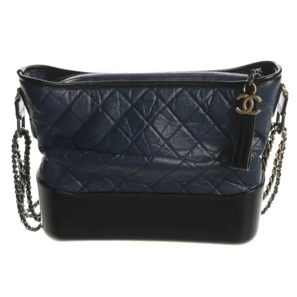 Schultertasche, in Navy, Leder, Chanel
