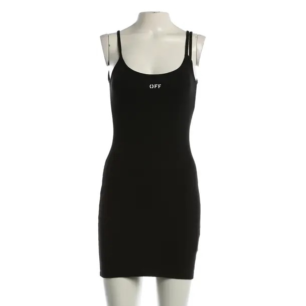 Dress, in Black, Cotton, Off-White