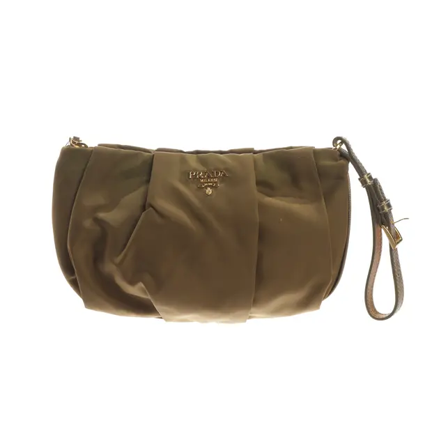 Clutch Bag, in Olive Green, Polyamide, Prada