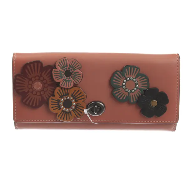 Wallet, in Peach, Leather, Coach