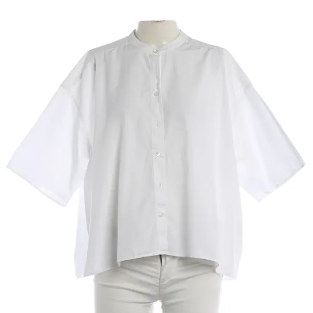 Blouse, in White, Cotton, Closed