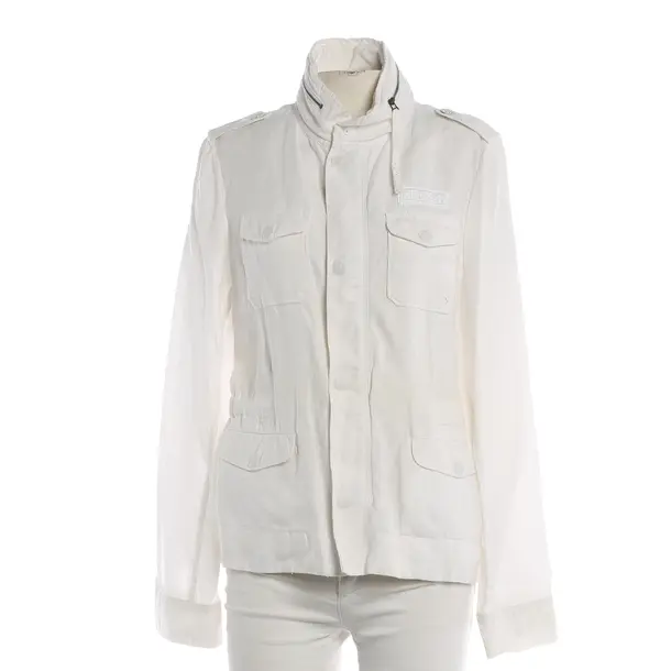 Summer Jacket, in White, Linen, Closed