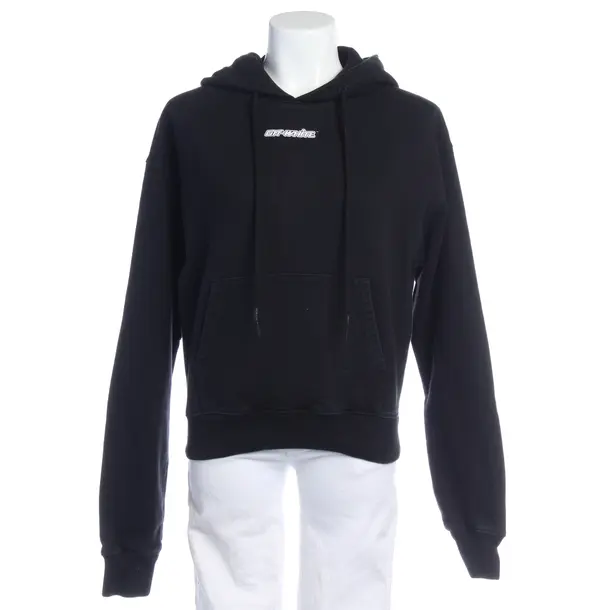 Hooded Sweatshirt in Black, Cotton, Off-White
