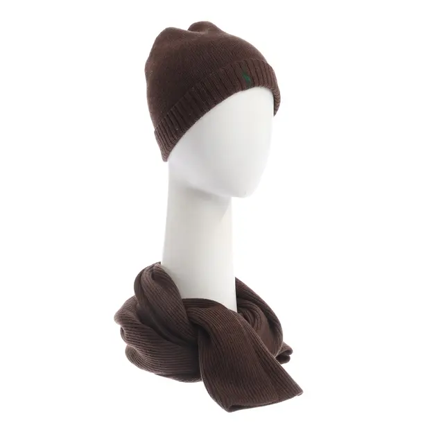 Beanie & Scarf, in Brown, Wool, Polo Ralph Lauren