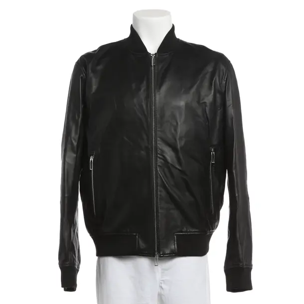 Leather Jacket, in Black, Leather, Emporio Armani