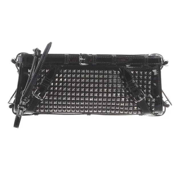 Clutch Bag, in Black, Leather, Burberry