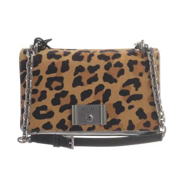 Schultertasche, in Dunkelbraun, Fell, Prada