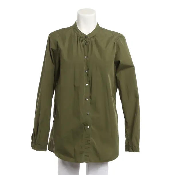 Blouse, in Olive Green, Cotton, Closed