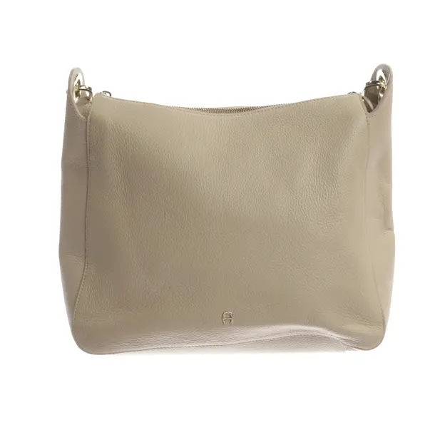 Schultertasche, in Beige, Leder, Aigner