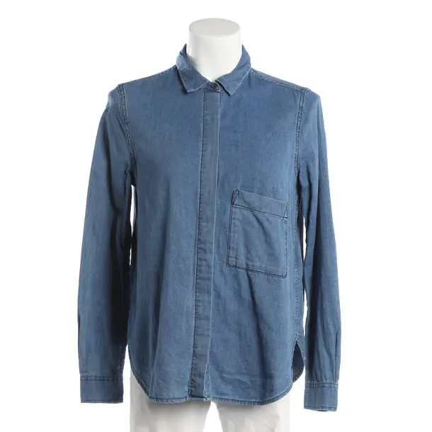 Blouse, in Blue, Cotton, Closed