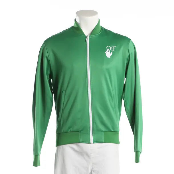 Zip-Up Hoodie, in Green, Cotton, Off-White