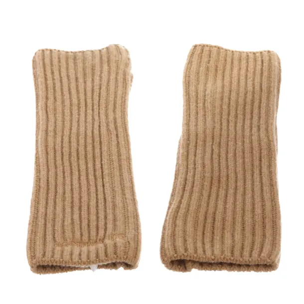 Arm Warmers, in Light Brown, Wool, Off-White