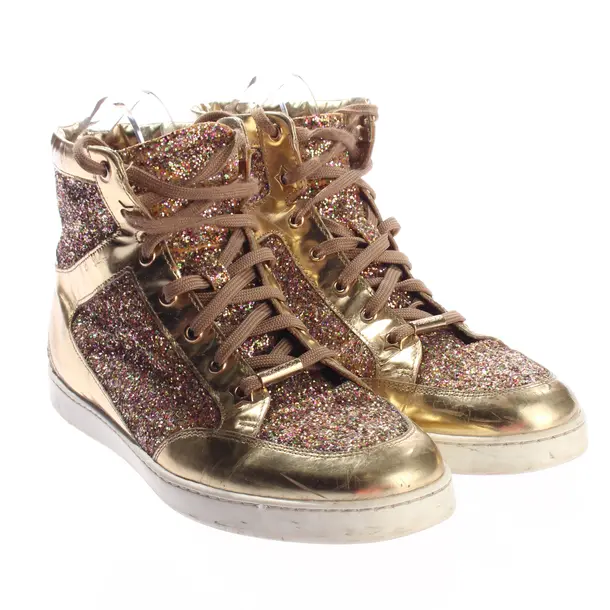 High-Top Sneaker, in Gold, Jimmy Choo