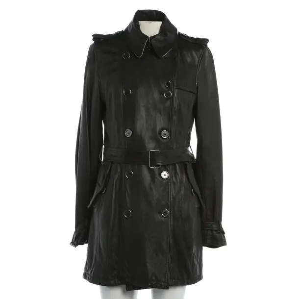 Leather Coat, in Black, Leather, Burberry Brit
