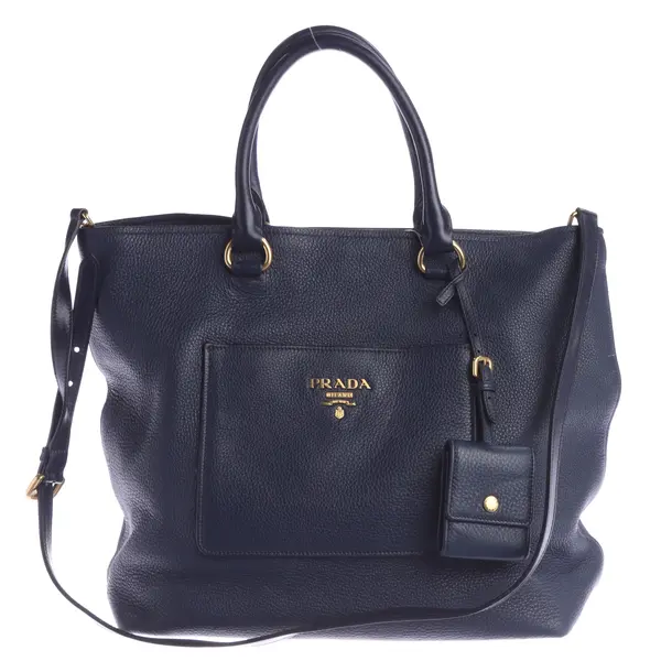 Handtasche, in Navy, Leder, Prada