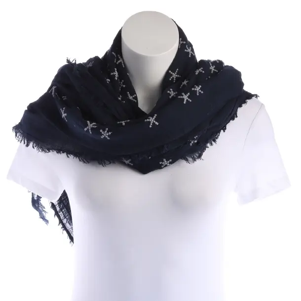Schal, in Navy, Baumwolle, Closed