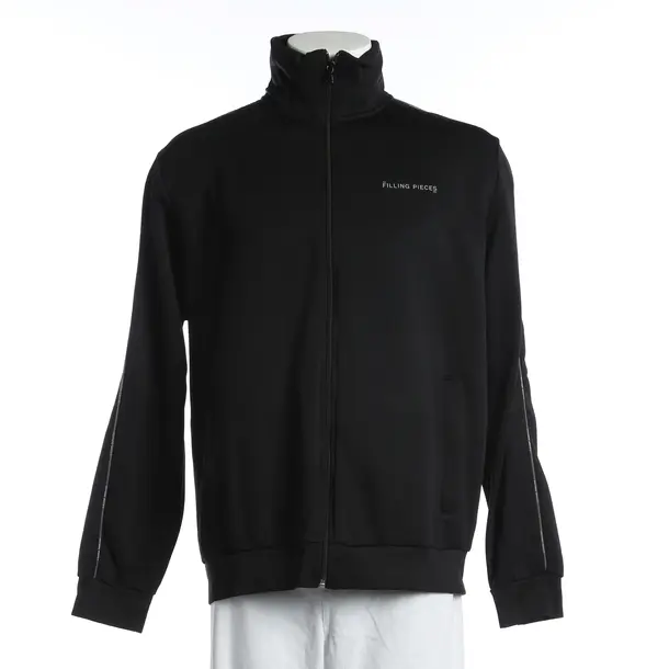 Zip-Up Hoodie, in Black, Cotton, Filling Pieces