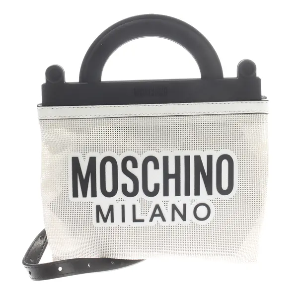 Handtasche, in Weiß, Polyvinyl, Moschino