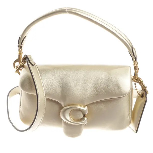 Schultertasche, in Gold, Leder, Coach