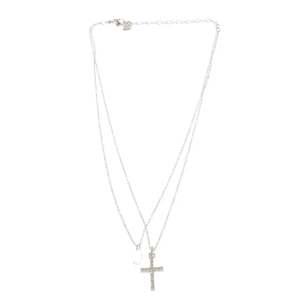 Necklace, in Silver, Metal (metallic, metallized), Swarovski
