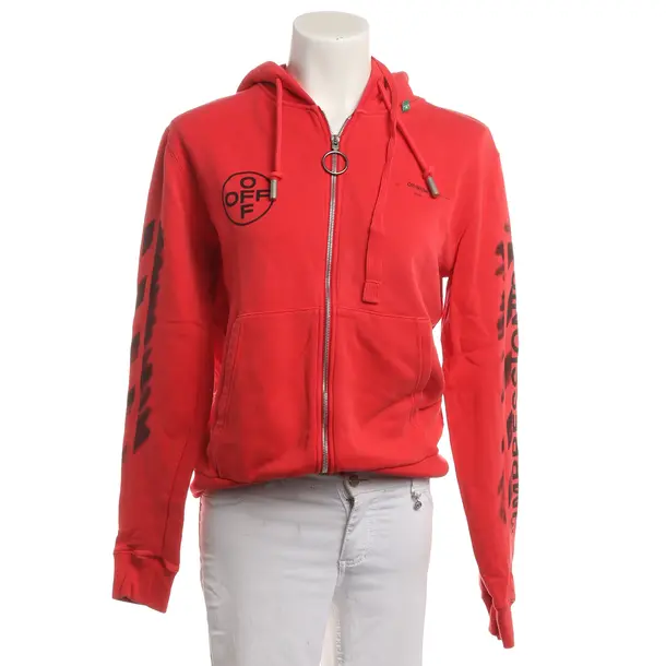 Felpa con cappuccio, in Rosso, Cotone, Bianco sporco