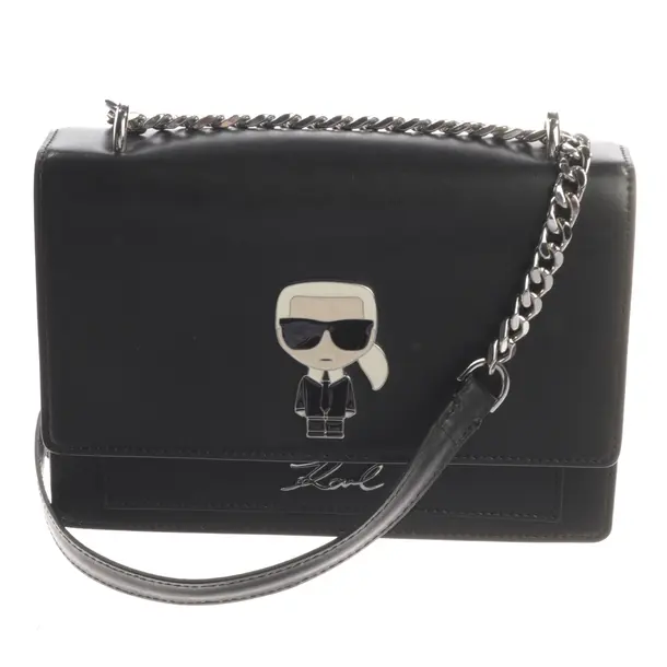 Shoulder Bag, in Black, Leather, Karl Lagerfeld
