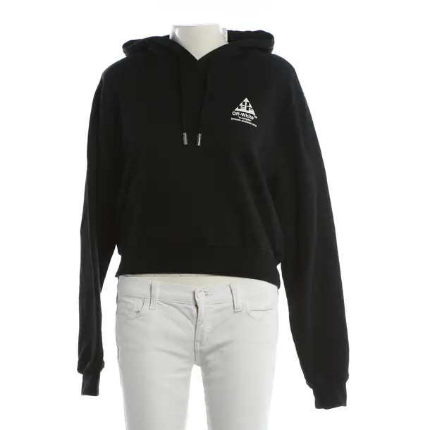 Felpa con cappuccio, in Nero, Cotone, Bianco sporco