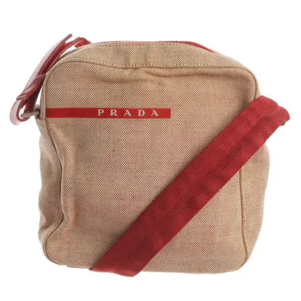 Schultertasche, in Beige, Baumwolle, Prada Linea Rossa