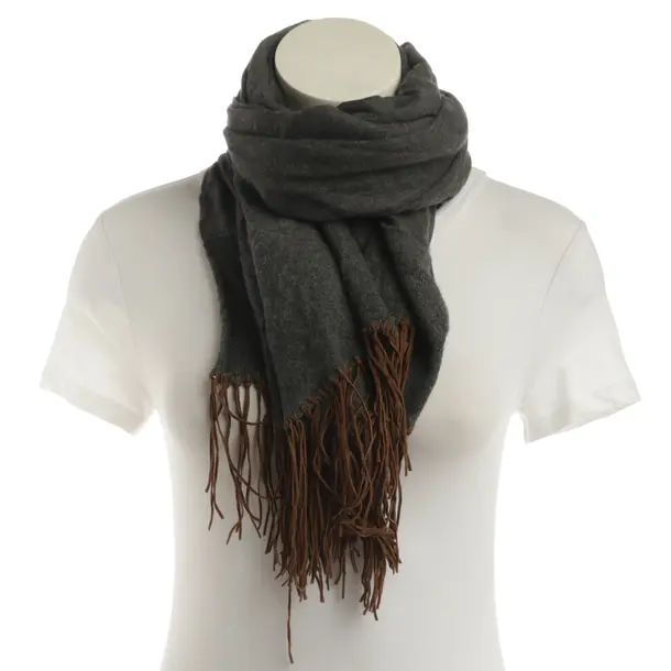 Scarf, in Gray, Wool, Brunello Cucinelli