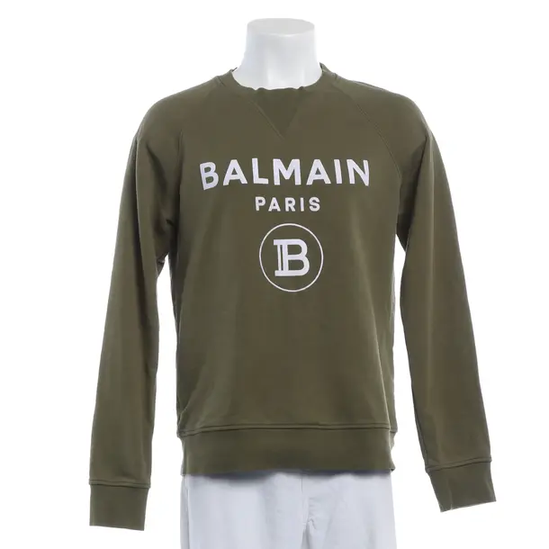 Sweatshirt, in Olivgrün, Baumwolle, Balmain