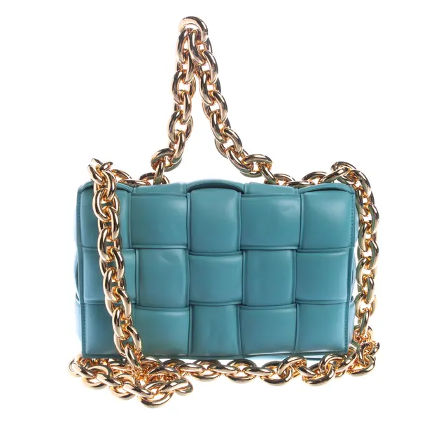 Shoulder Bag in Blue, Leather, Bottega Veneta