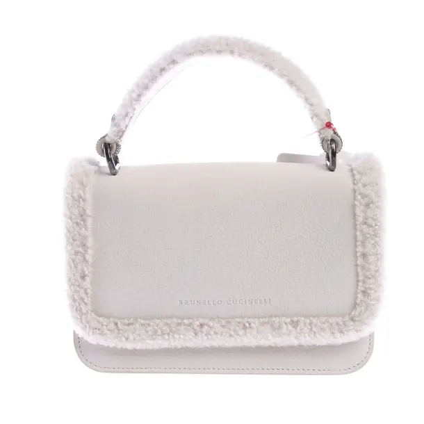 Schultertasche in Grau, Leder, Brunello Cucinelli