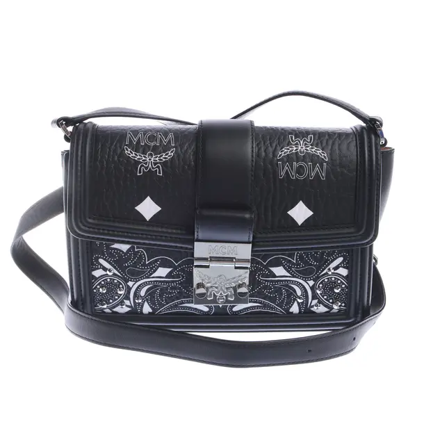Schultertasche in Schwarz, Leder, MCM