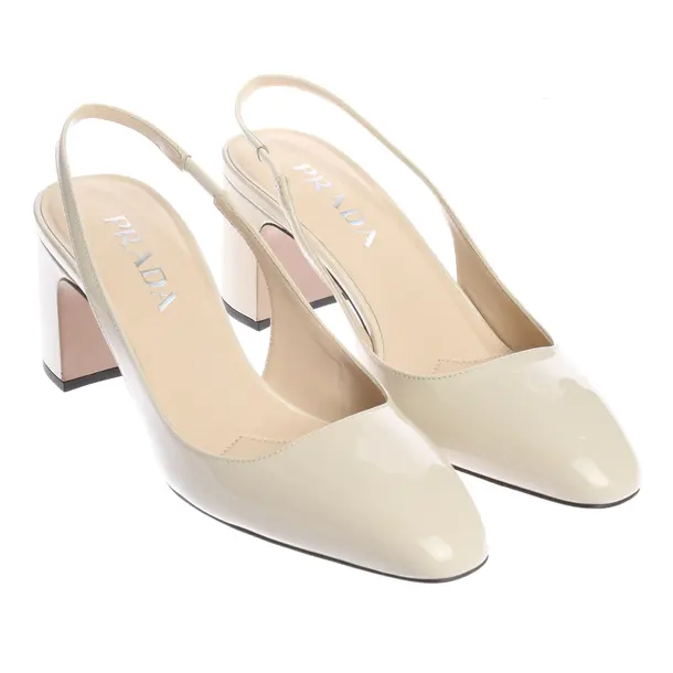 Slingbacks in Weiß, , Prada