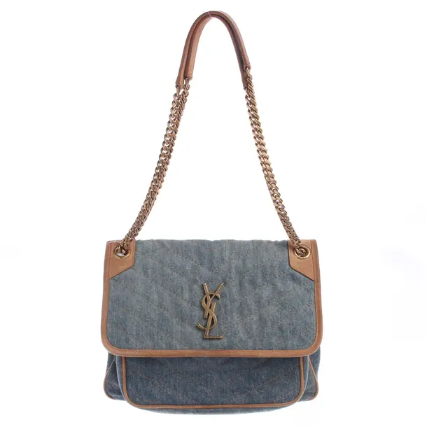 Shoulder Bag in Blue, Cotton, Saint Laurent