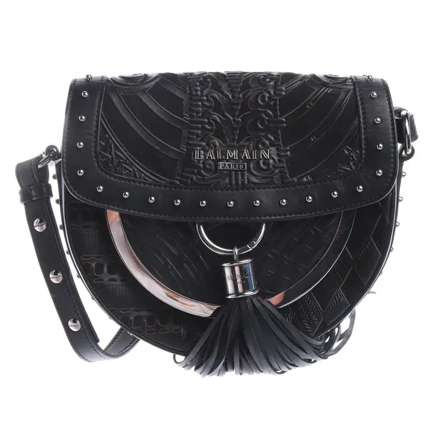 Shoulder Bag in Black, Leather, Balmain