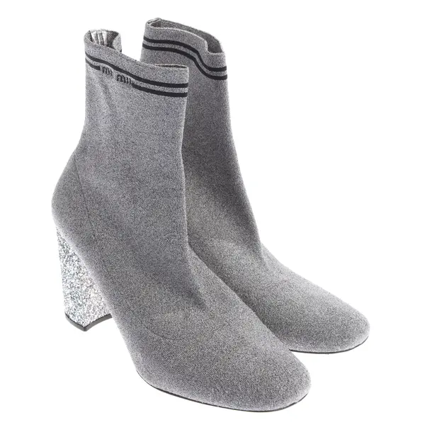Stivaletti, in argento, Miu Miu