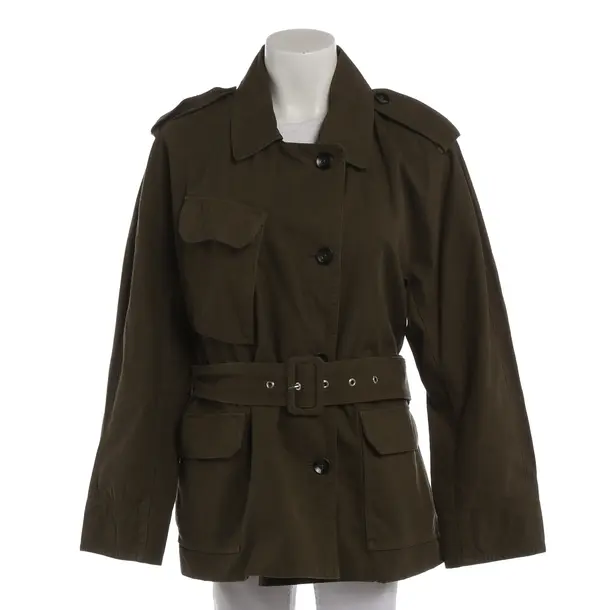 Mid-Season Jacket in Green, Cotton, Closed
