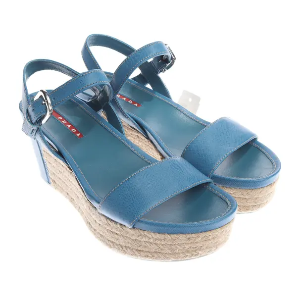 Heeled Sandals in Blue, , Prada