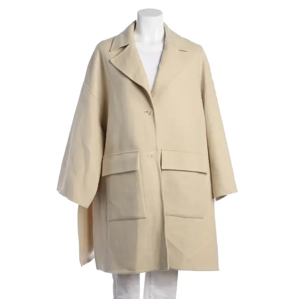 Mid-Season Coat, in Cream, Cotton, Closed