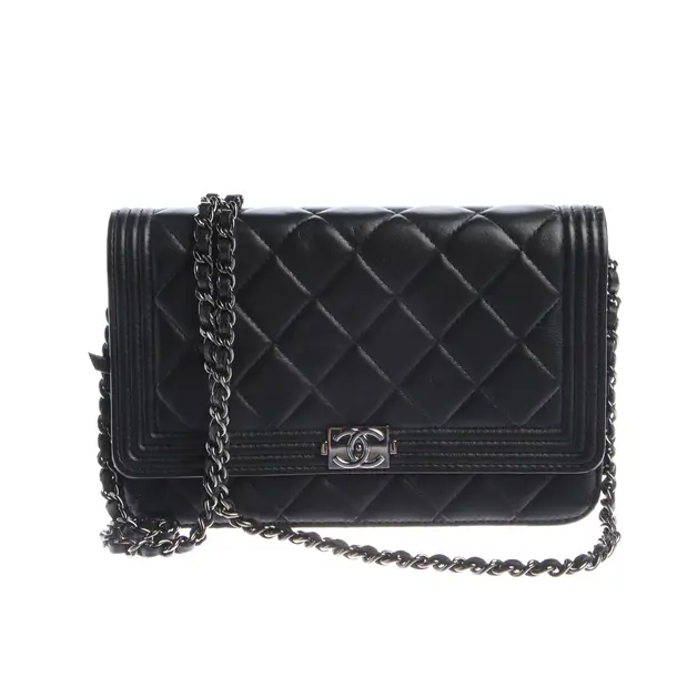 Wallet on Chain, in Black, Leather, Chanel