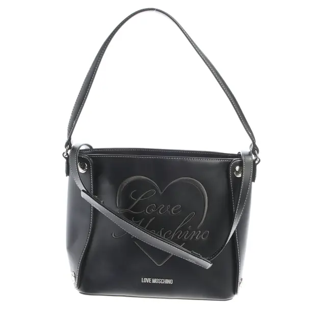 Shoulder Bag, in Black, Leather, Love Moschino