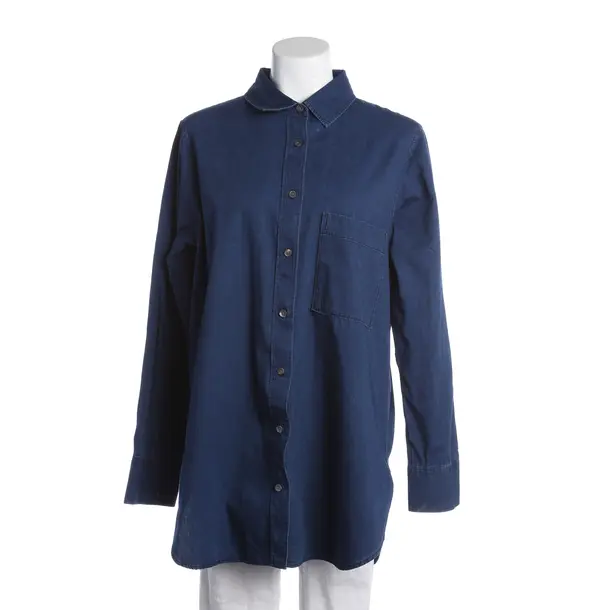Blouse, in Blue, Cotton, Closed
