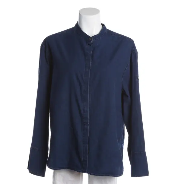 Blouse, in Blue, Cotton, Closed