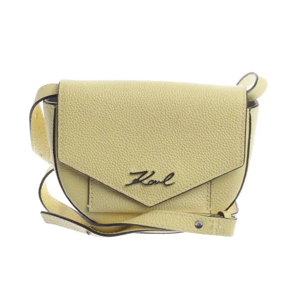 Schultertasche, in Pastellgelb, Leder, Karl Lagerfeld
