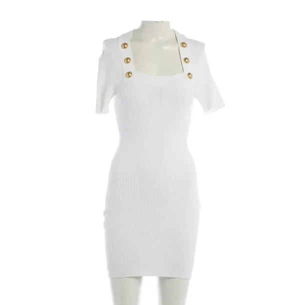 Dress, in White, Cotton, Balmain