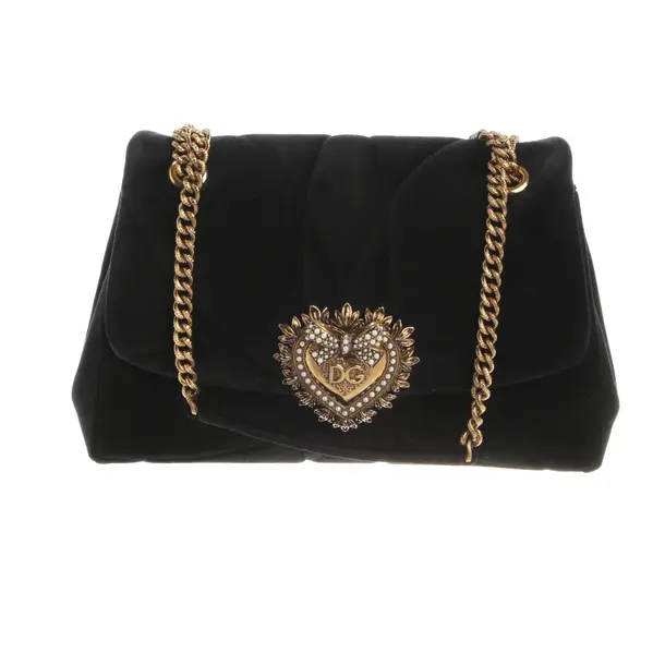 Schultertasche, in Schwarz, Samt, Dolce & Gabbana