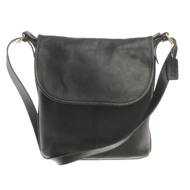 Schultertasche, in Schwarz, Leder, Coach