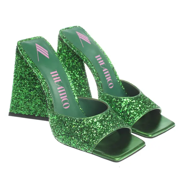 Heeled Sandals, in Neon Green, The Attico